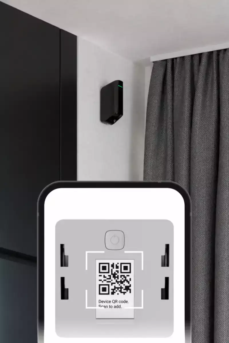Installation Ajax MotionProtect Curtain Jeweller avec QR code