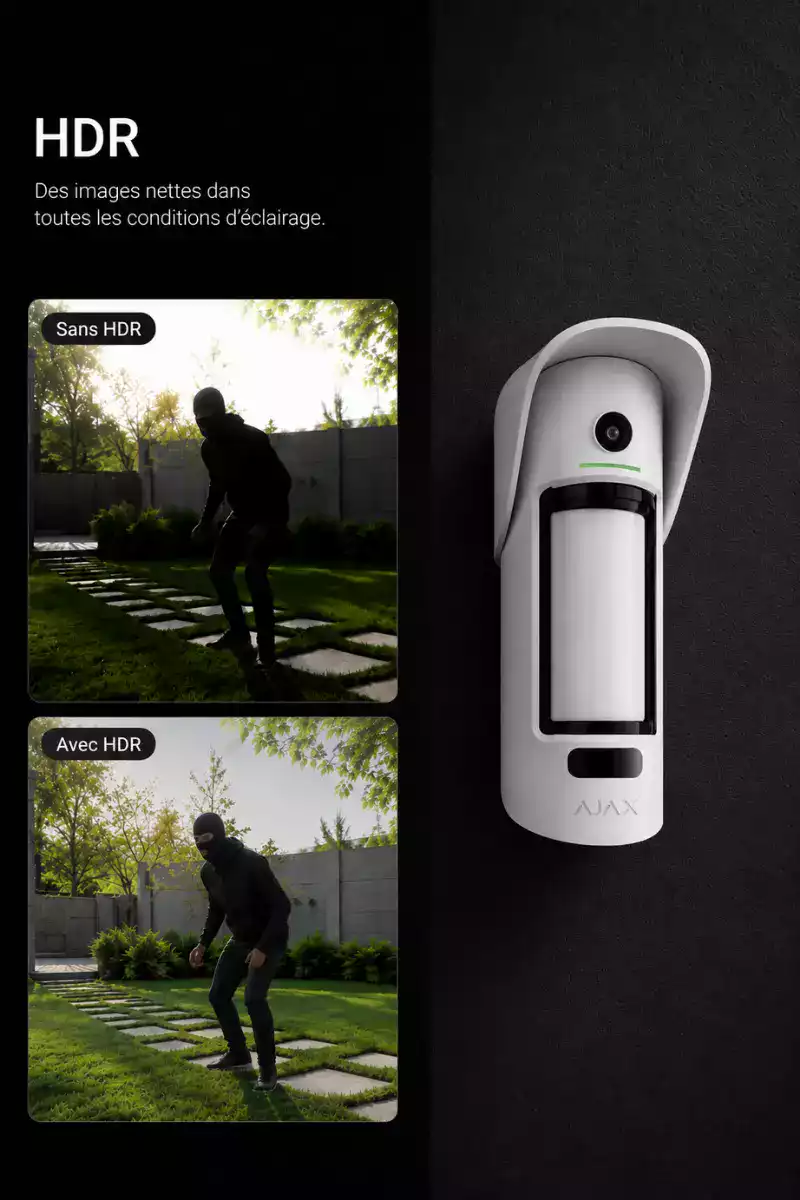 Ajax MotionCam Outdoor PhOD technologie HDR et vision infrarouge