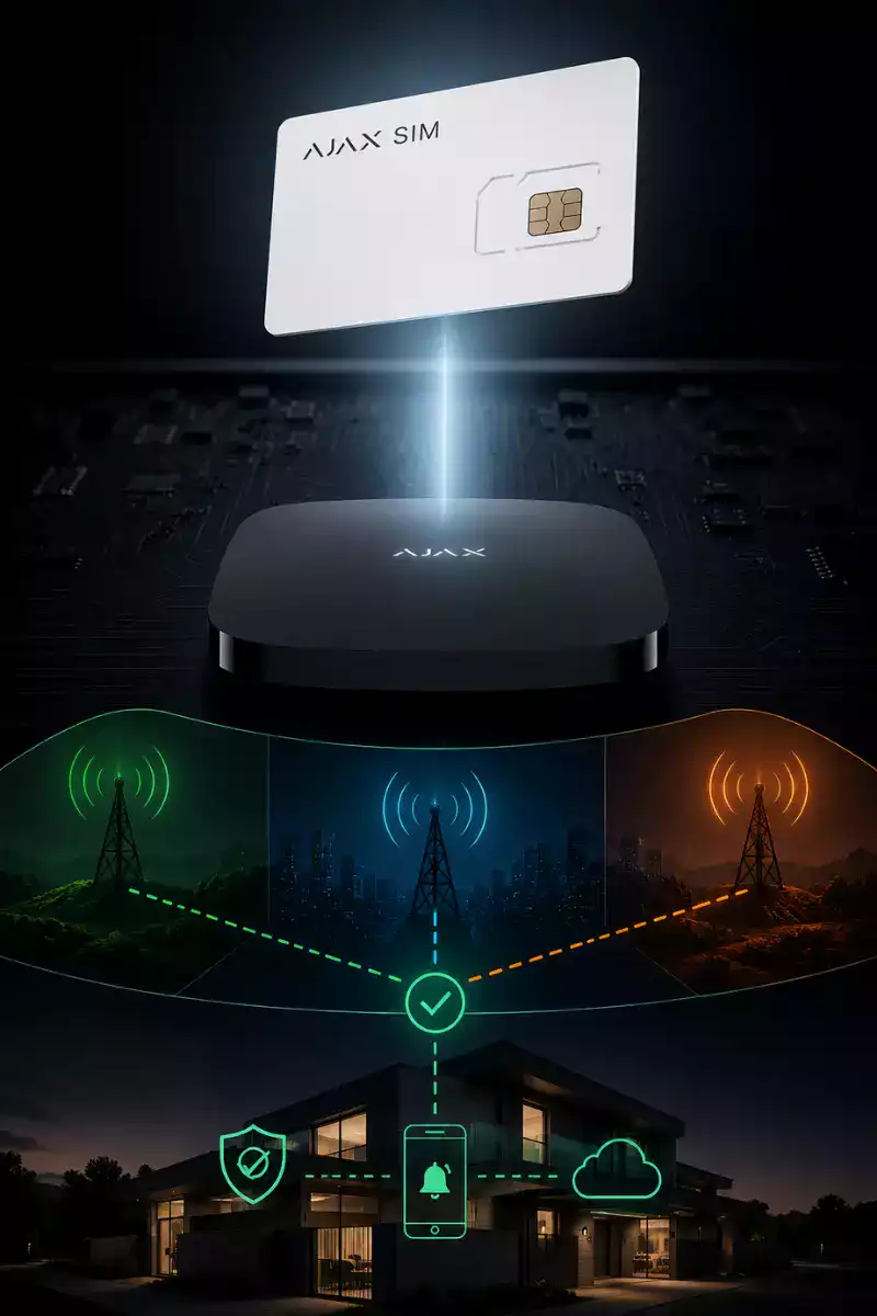 Carte Sim Ajax Multi-Opérateur 4 Fonction Resilient SIM Ajax pour connexion cellulaire fiable