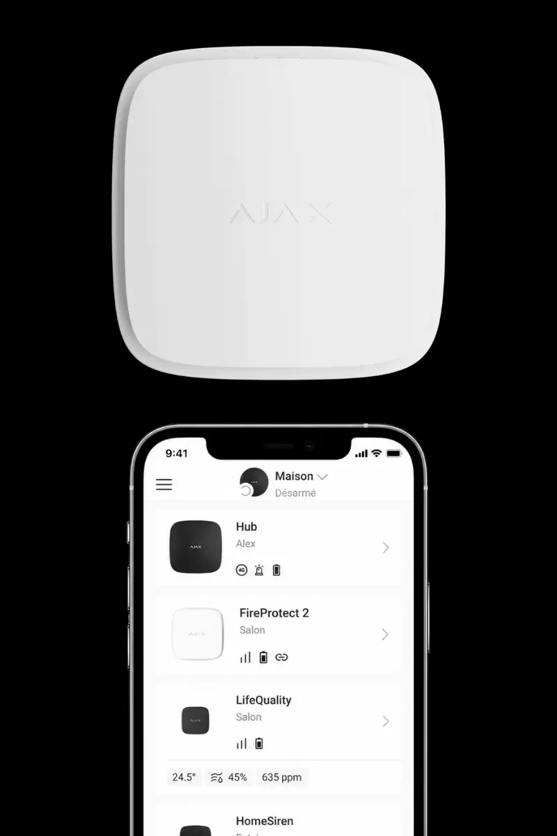 Scénarios dans application déclenchés par le détecteur Ajax FireProtect 2 CO