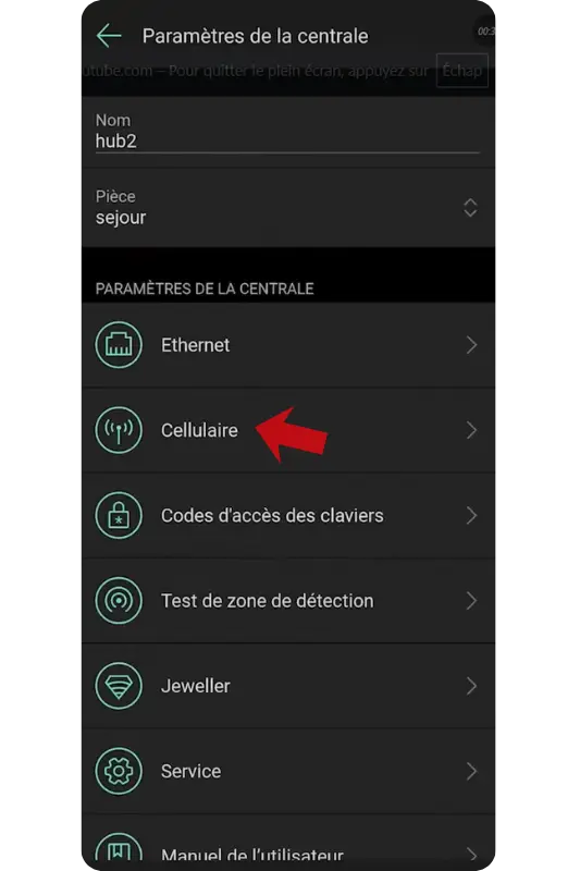 Installation carte sim M2M Surveillance360 6 Configurer sim dans le menu Cellulaire