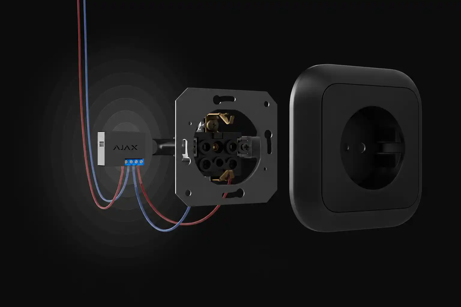 Relais de puissance sans fil Ajax WallSwitch Jeweller noir