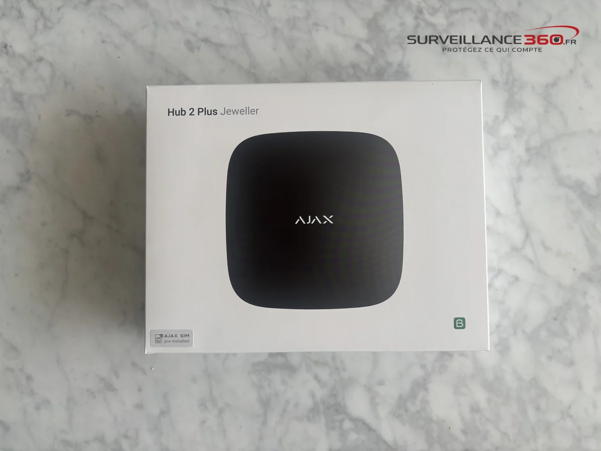 Boîte de la centrale Ajax Hub 2 Plus Jeweller noire